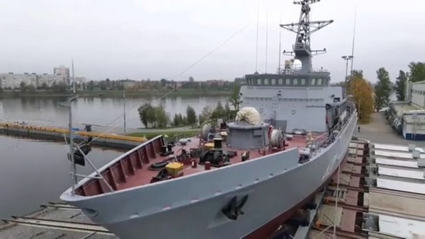 Видео: корабль противоминной обороны "Георгий Курбатов" спустили на воду
